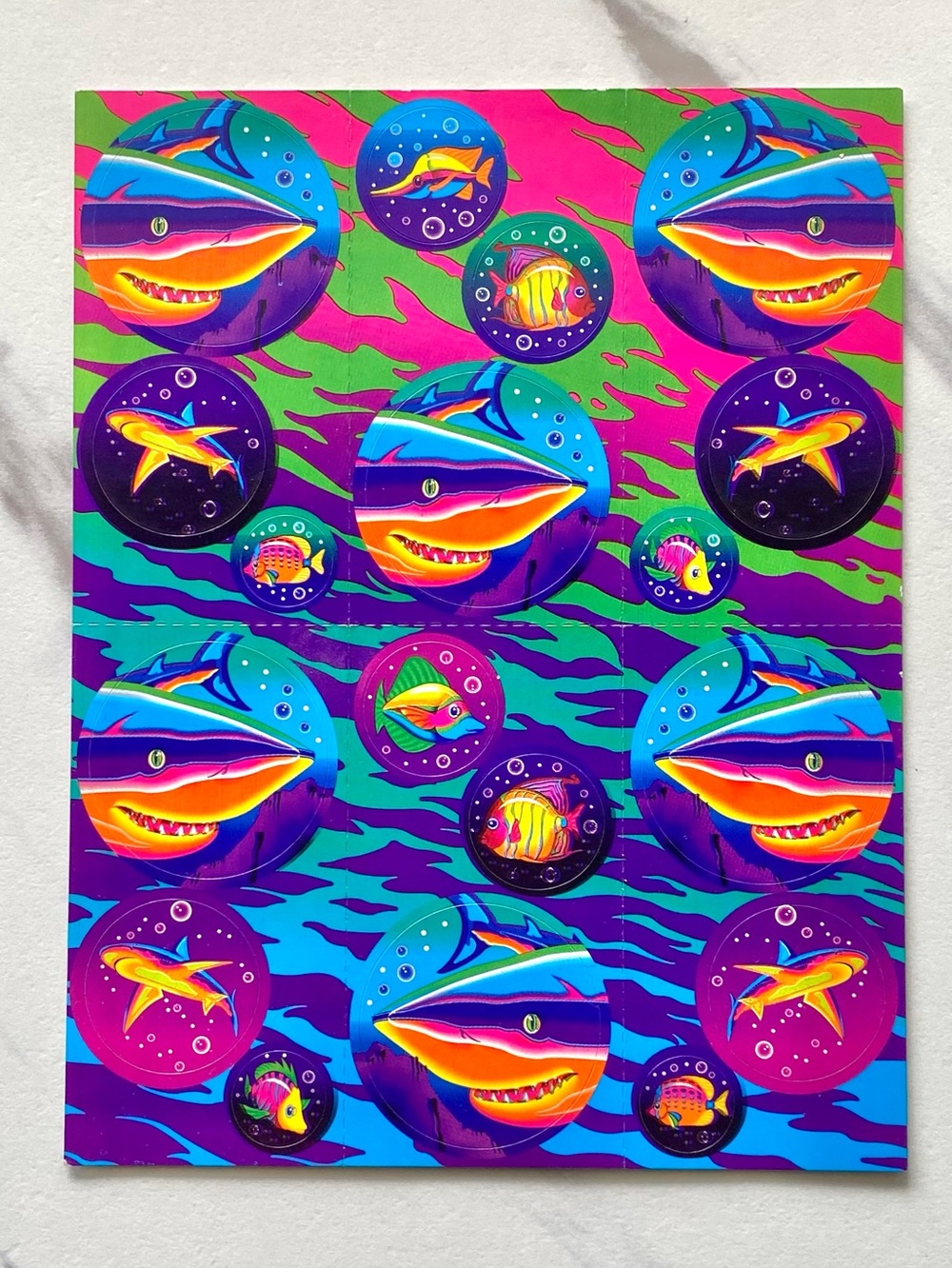 VTG Lisa Frank sharks complete sticker sheet